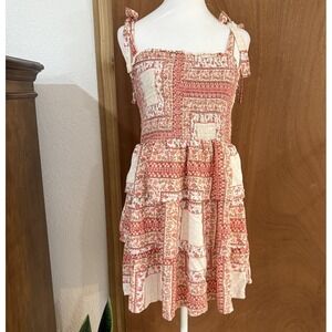 American Eagle Floral Woven Smocked Sleeveless Fit & Flare Mini Dress Medium